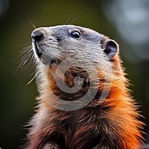 Adorable Marmotte Portrait in Dreamy Bokeh - generative ai photo