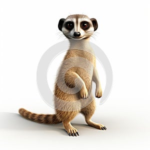 Cel Shaded 3d Meerkat Full Body Portrait On White Background photo