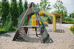 Adorable modern wooden playground in Cracow, Poland