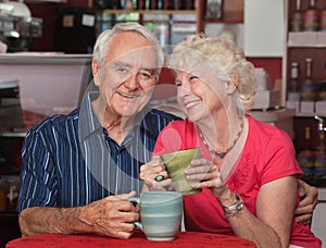 Adorable Older Couple in Bistro photo