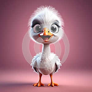 Adorable Ostrich Grace: Exquisite 3D Illustration