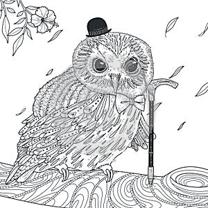 Adorable owl coloring page