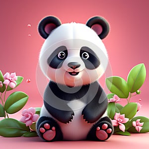 Adorable Panda Charm: Exquisite 3D Illustration