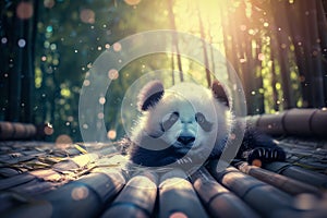 Adorable Panda Cub in a Bamboo Grove