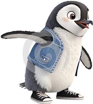 Cute penguin cartoon character, charming, playful, and fun. photo