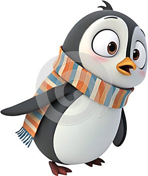 Cute penguin cartoon character, charming, playful, and fun. photo