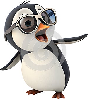 Cute penguin cartoon character, charming, playful, and fun. photo