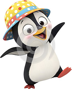 Cute penguin cartoon character, charming, playful, and fun. photo