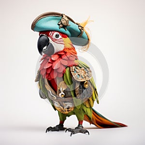 Adorable Pirate Parrot Toy Sculpture With Intricate Costumes