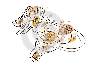 Adorable and playful Jack Russel Terrier vector line art illustration isolated.