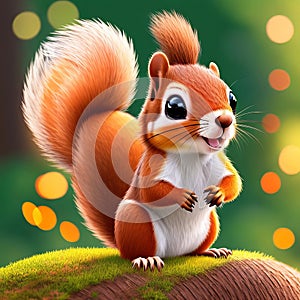 Adorable Playful Squirrel: With its bushy tail and lively antics photo
