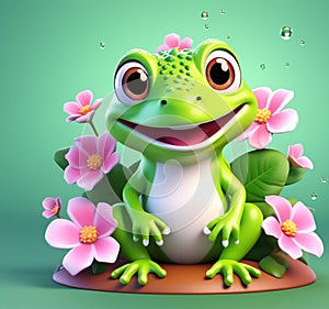 Adorable Pond Pal: Exquisite 3D Illustration photo