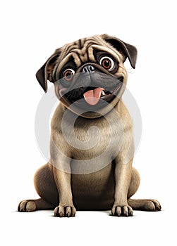 Adorable pug dog with big eyes and tongue out