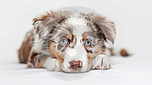 The adorable puppy with blue eyes.. AI generated