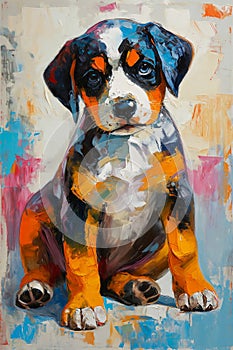 Adorable Puppy Playtime: A Colorful Background of Playful Expres