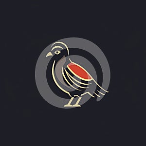 Adorable Quail Logo In Mesopotamian Art Style