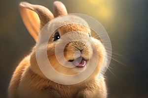 an adorable rabbit with a big smile on its face