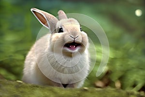 an adorable rabbit with a big smile on its face