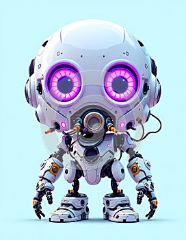 Adorable Retro Robot: Whimsical 3D Render with Distressed Paint photo