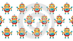 Adorable Robot Character Seamless Pattern for Tech, vector design Generative AI