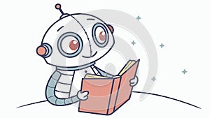 Adorable Robot Reading a Book, Symbolizing Learning and AI, vector design Generative AI