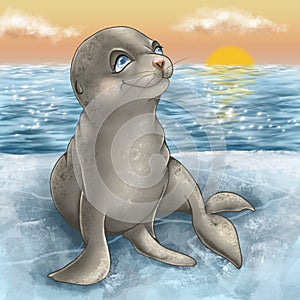 Adorable seal cub cartoon character