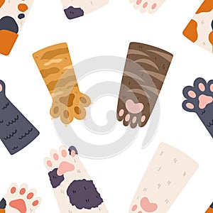 Adorable Seamless Pattern Featuring Cute Cat Paws, Perfect For Feline Enthusiasts And Pet Lovers Vector Illustration