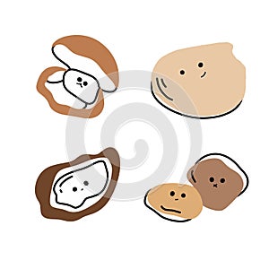 Adorable Shell Clipart - Funny Brown Sea Shell Illustration for Creatives