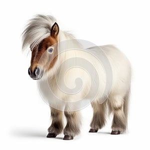 Adorable Shetland Pony On White Background