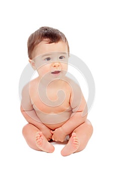 Adorable six month baby in diaper