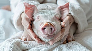 Adorable spa pig: cute and pampered pig enjoying relaxing spa treatments, a charming and delightful scene of animal