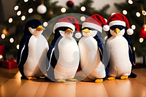 Adorable Stuffed Christmas Penguins Soft and Cuddly Delights.AI Generated