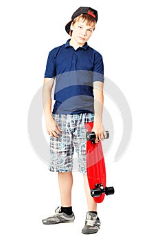 Adorable teenager with a skateboard