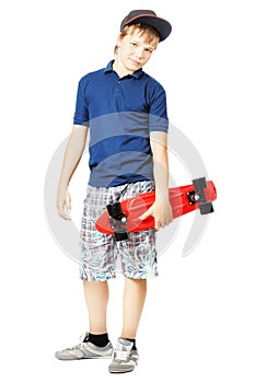 Adorable teenager with a skateboard