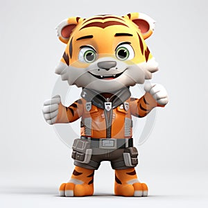 Adorable Tiger Character In Bryce 3d Style Tiger Outfit