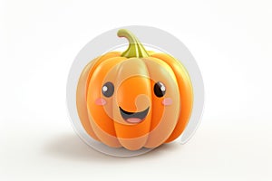 Adorable Tiny Pumpkin, 3D Rendering of Cartoon Halloween Cheer