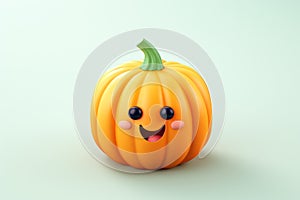 Adorable Tiny Pumpkin, 3D Rendering of Cartoon Halloween Cheer