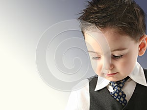 Adorable Toddler Boy In Vest and Tie