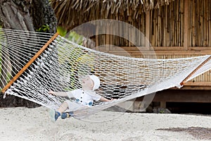 Adorable toddler in a hammock