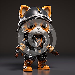 Adorable Toy Sculpture: Armor-clad Cat In Zbrush Style