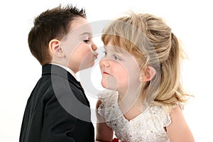 Adorable Two Year Old Boy Puckered Up To Give His Girl A Kiss