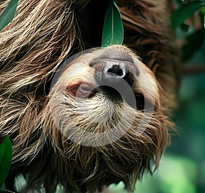 Adorable upside-down sloth