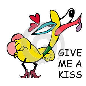 Adorable and weird Dirty Birdy wanna kiss