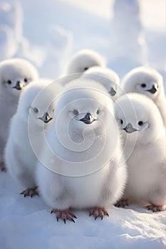 adorable white baby penquins, nestlings