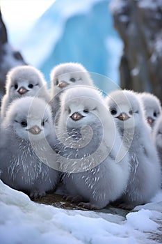 adorable white baby penquins, nestlings