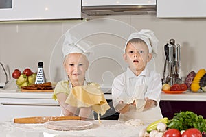 Adorable White Kids Making Foods for Snacks