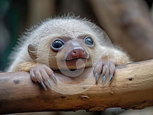 Adorable wideeyed baby sloth