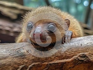 Adorable wideeyed baby sloth