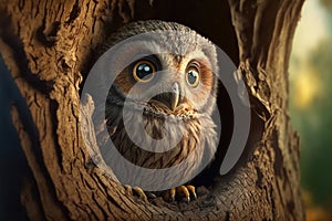 The Adorable and Wise Owl: A Close-Up View. Generative Ai