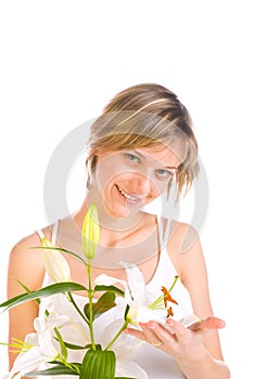 Adorable woman with flowers